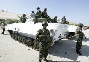 AMISOM troops in Somalia provided by Burundi, Djibouti, Kenya and Uganda.