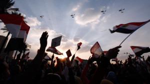 Military helicopters fly above Tahrir Square (Source: Guardian_