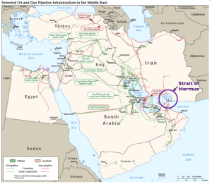 Strait of Hormuz world’s most important oil chokepoint; almost 20% of oil traded worldwide (Image source: EIA)
