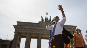 Good old days - President Obama and Chancellor Merkel at the Brandenburg Gate in July 2013. (AP Photo/Evan Vucci)